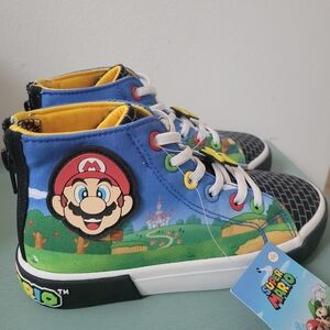 NWT Super Mario Kids High-Top Sneakers in Blue & Yellow